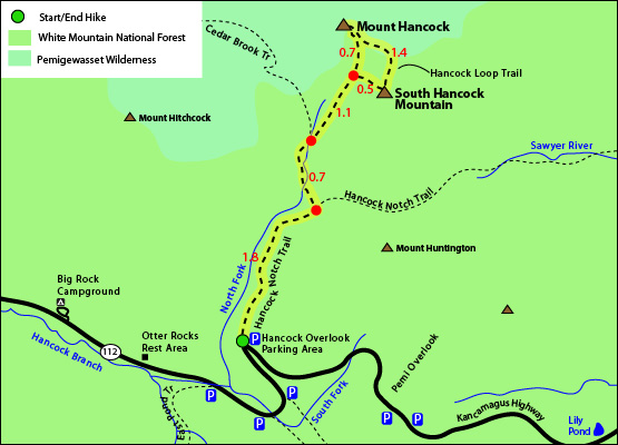 South Hancock Mountain Map Hancock Loop Trail